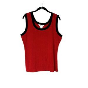Misook Shell Tank Slinky Knit Red Black XL